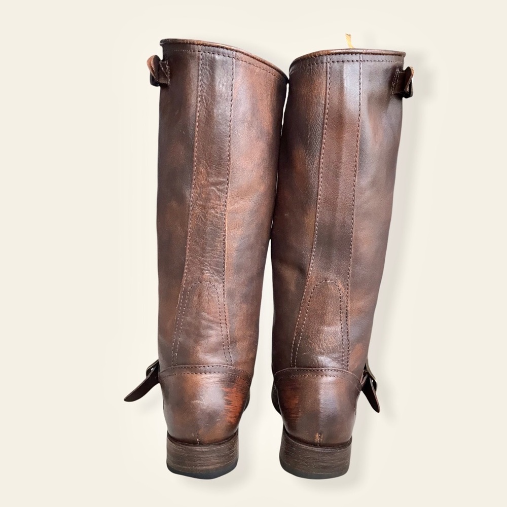 Frye Veronica Slouch Brown Leather Engineer Boots - Picture 11 of 16